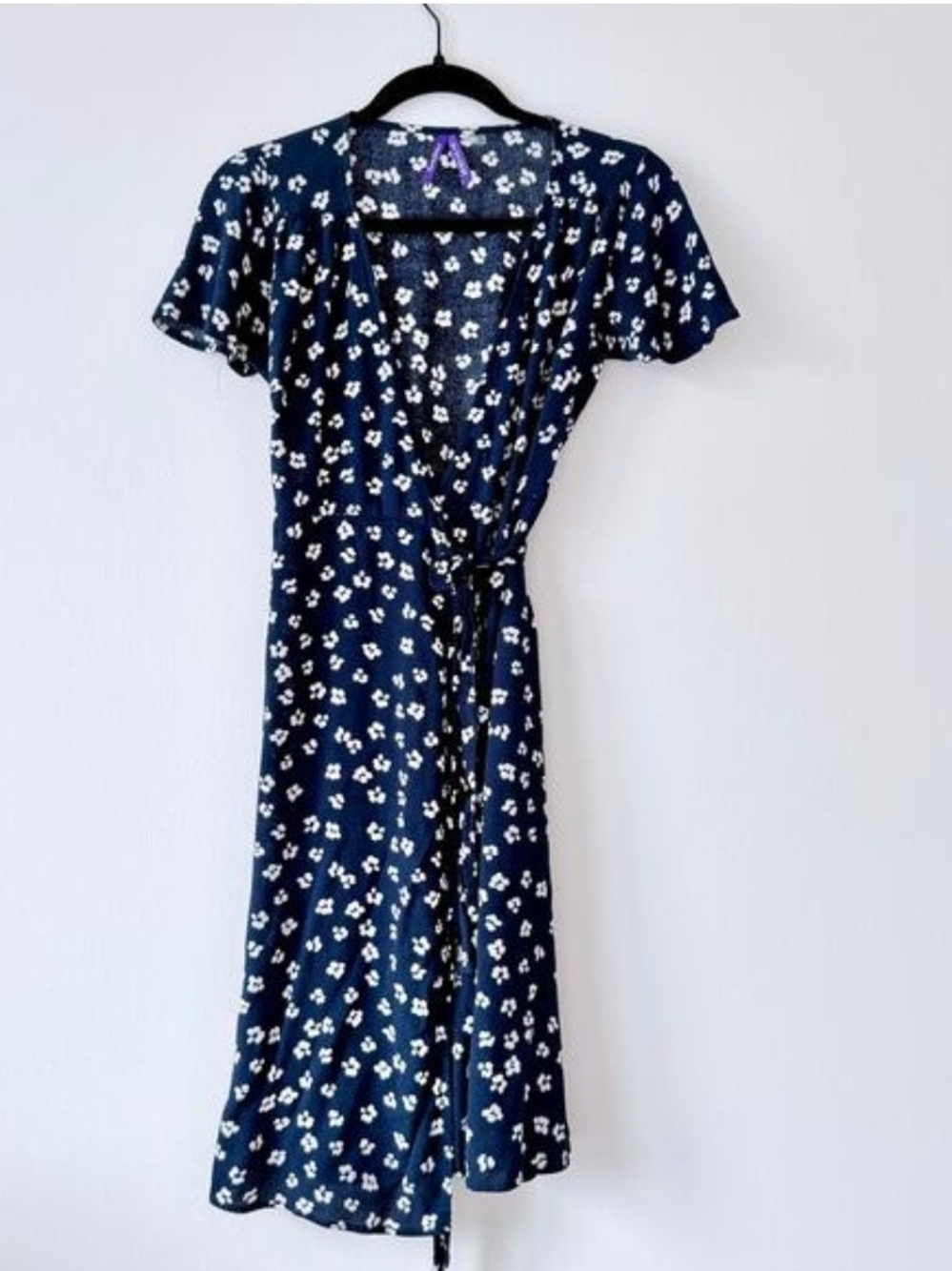 Seraphine Navy and White Floral Wrap Midi Dress